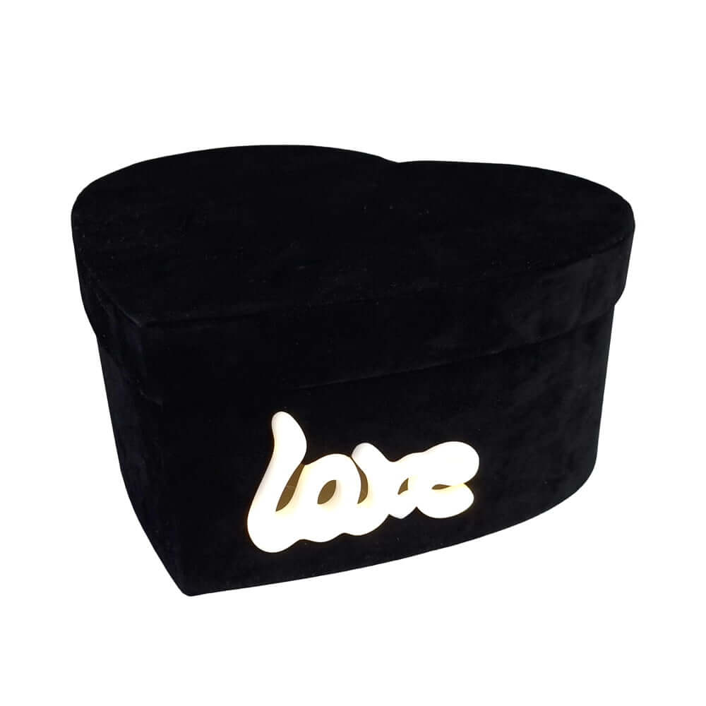 Set 2 cutii inimă catifelate Love luminat - negru 2 - craftup.ro
