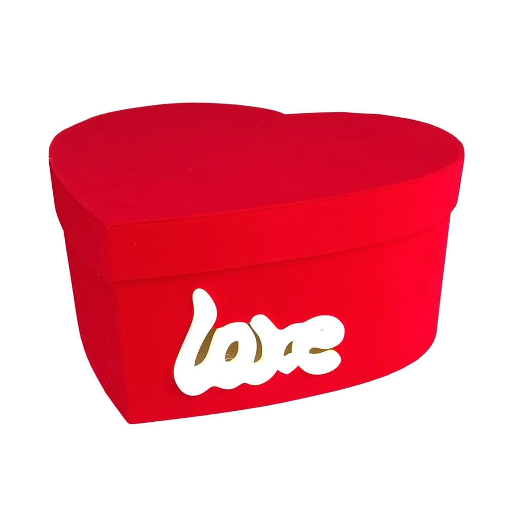 Set 2 cutii inimă catifelate Love luminat - roșu 2 - craftup.ro
