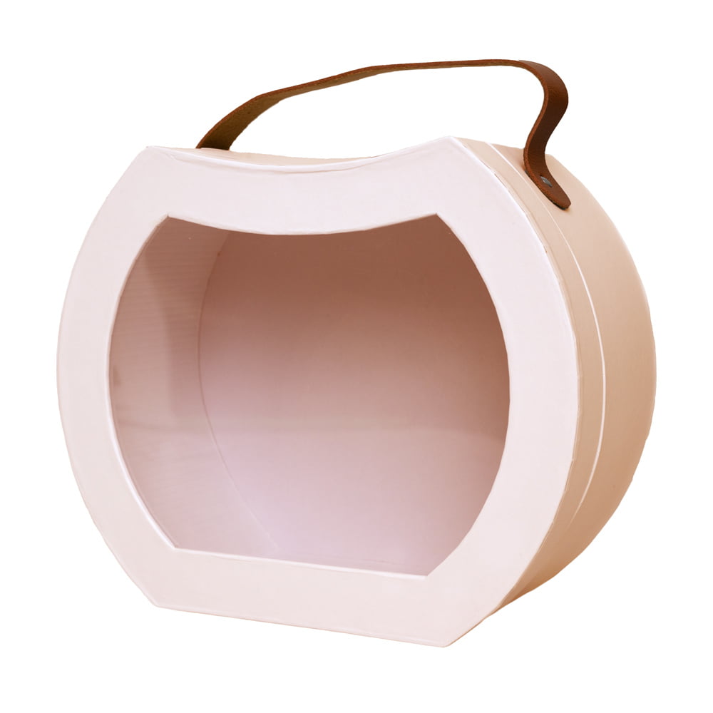 Set 2 cutii rotunjite cu mâner maro și fereastră - roz 1 - craftup.ro
