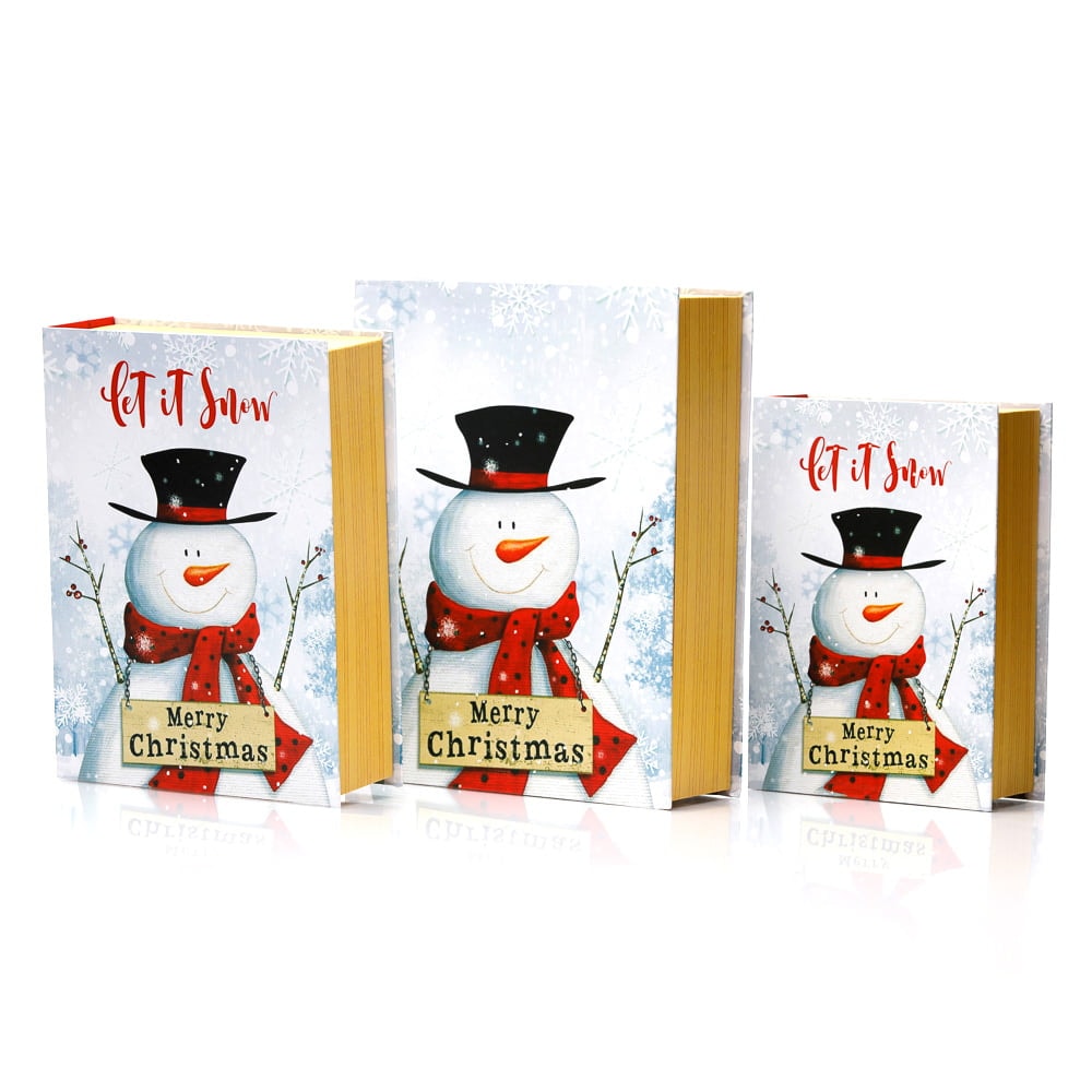 Set 3 cutii carte de Crăciun - model om de zăpada 1 - craftup.ro