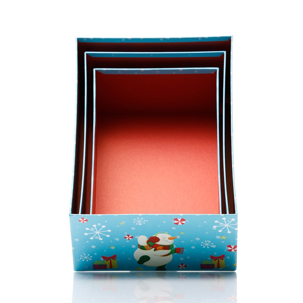 Set 3 cutii dreptunghiulare Crăciun - model om de zăpadă fericit 3 - craftup.ro