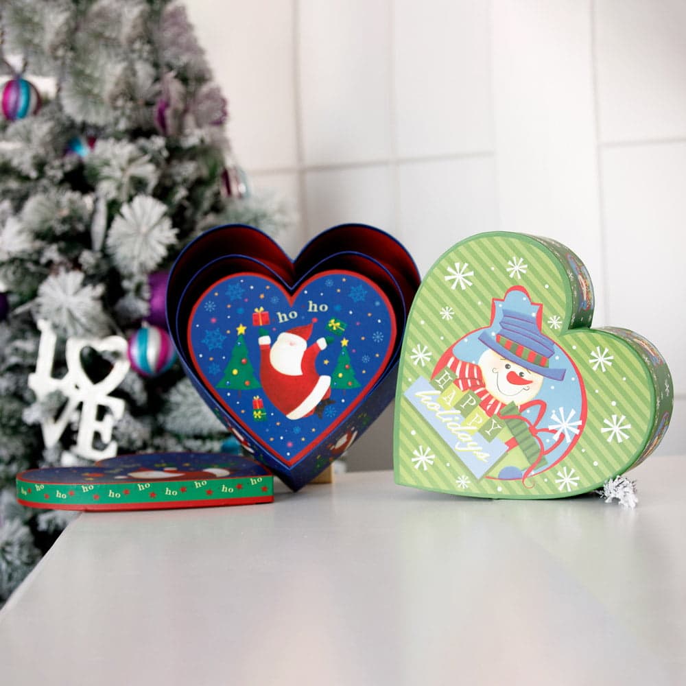 Set 3 cutii inimă de Crăciun - mix 1 - craftup.ro