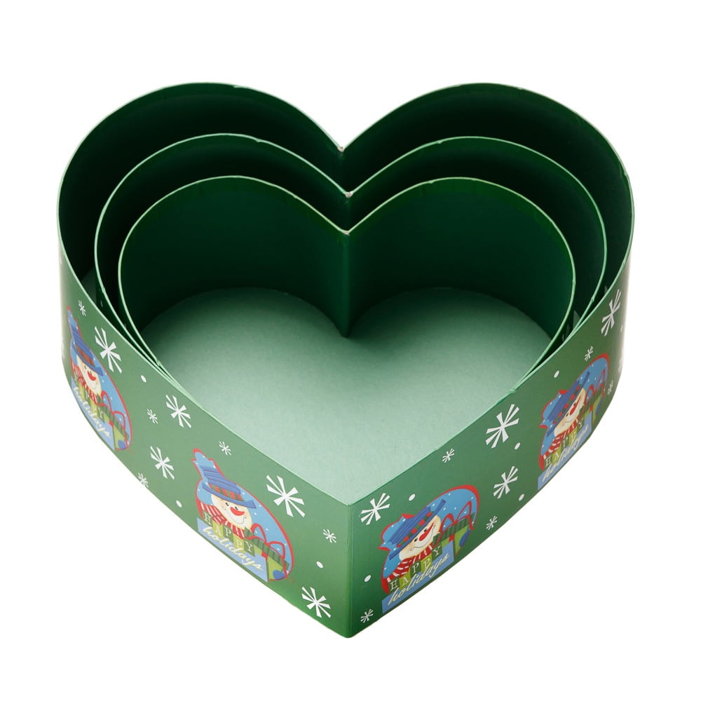 Set 3 cutii inimă de Crăciun - model sărbători fericite 3 - craftup.ro