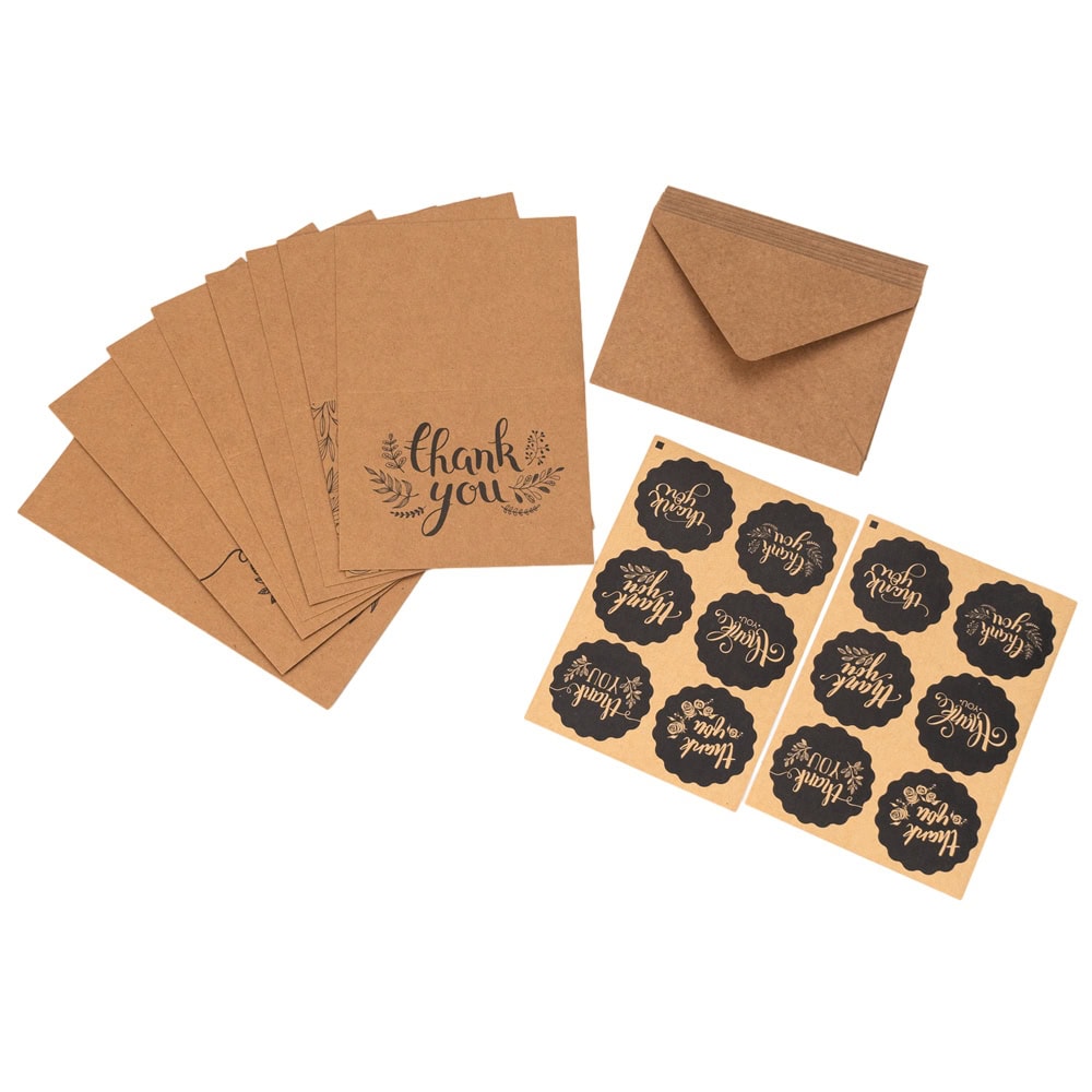Set 8 felicitări cu plic și sticker cu mesaj Thank you - model 1 1 - craftup.ro