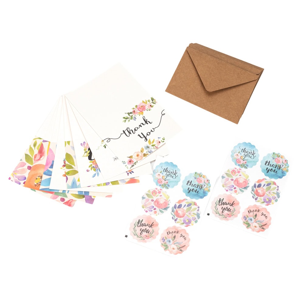 Set 8 felicitări cu plic și sticker cu mesaj Thank you - model 2 1 - craftup.ro