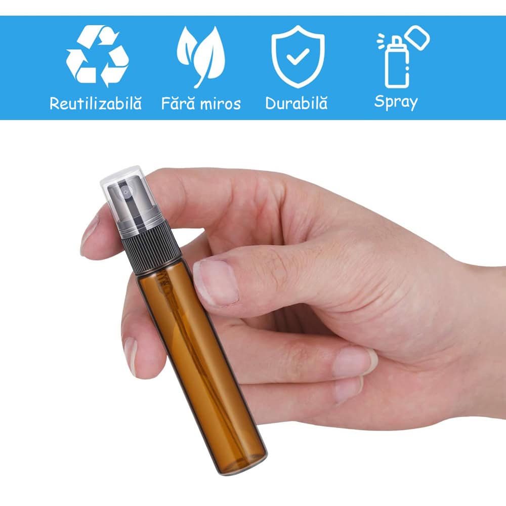 Sticluță ambră reutilizabilă cu spray și capac 5 - craftup.ro
