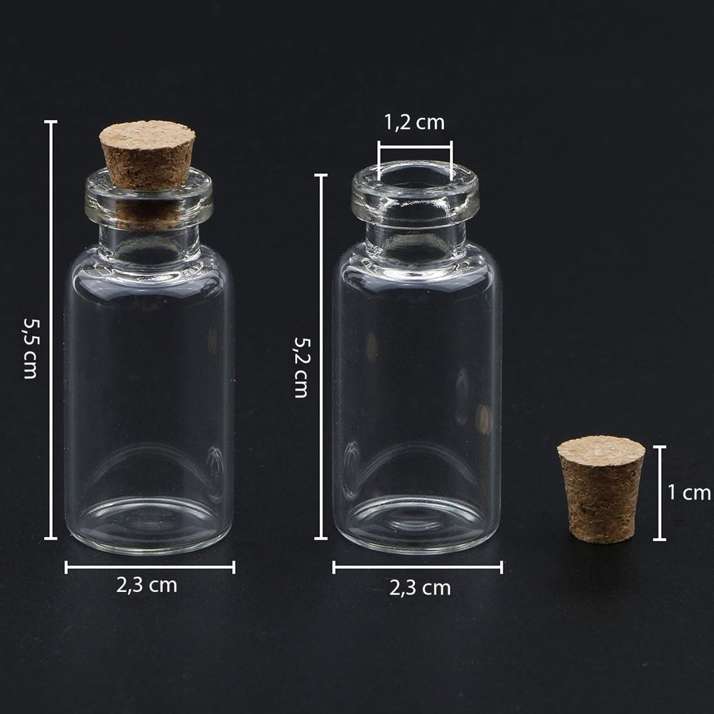 Sticluță transparentă cu dop de plută 10 ml - craftup.ro