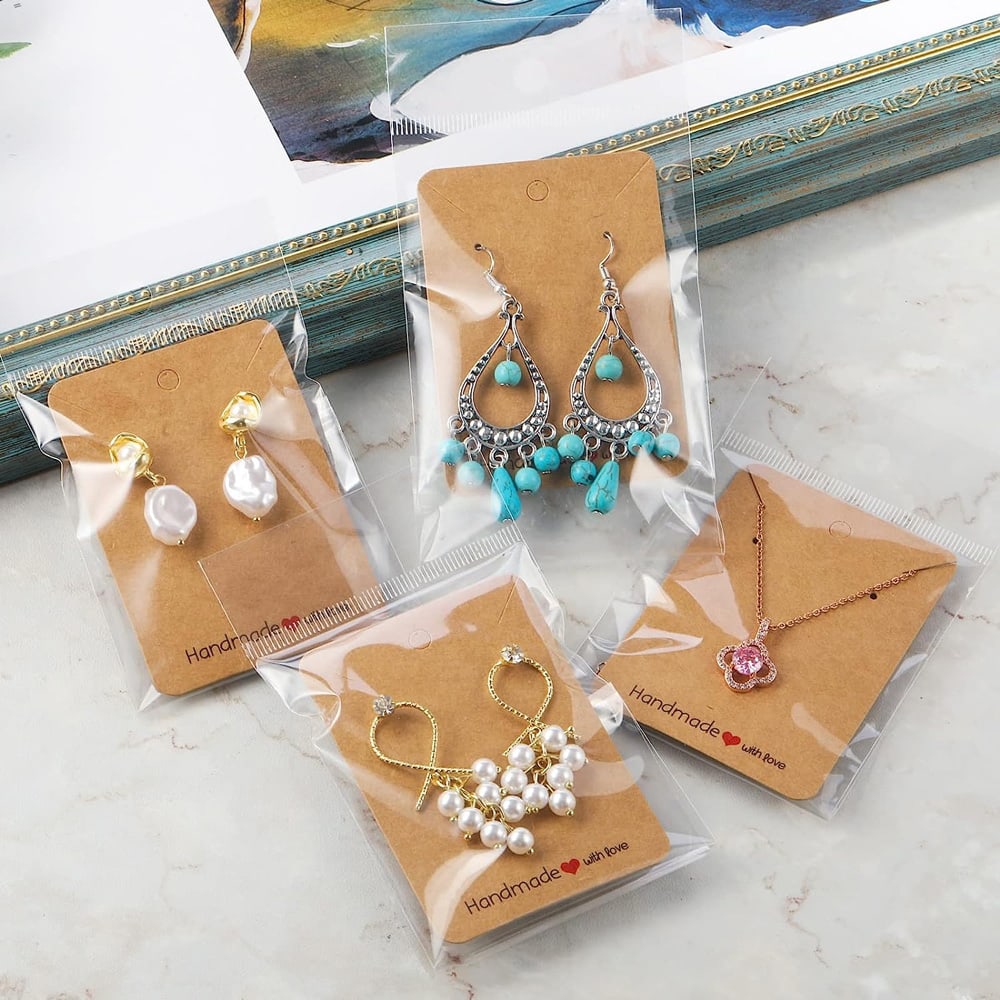 Suport cercei și colier din hârtie cu mesaj Handmade kraft 4 craftup.ro