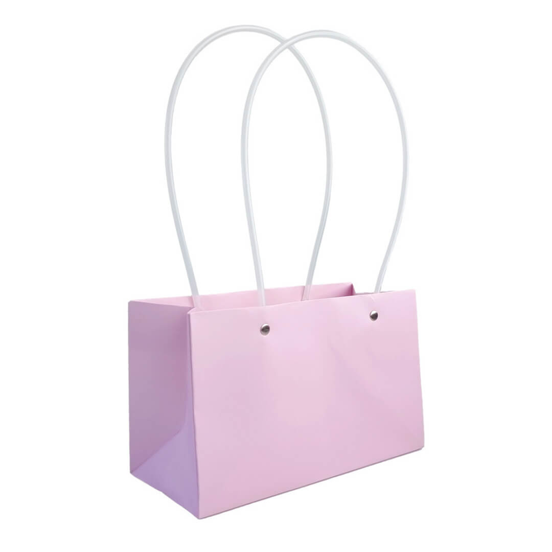 Sacoșe dreptunghiulare cu mâner de plastic - mov deschis (set 10 buc)