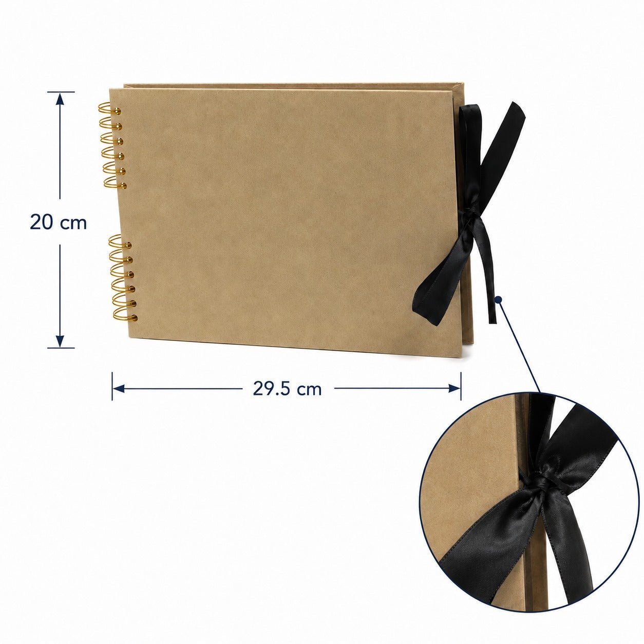 Album foto dreptunghiular cu spirală si panglică satin - Kraft - CraftUp