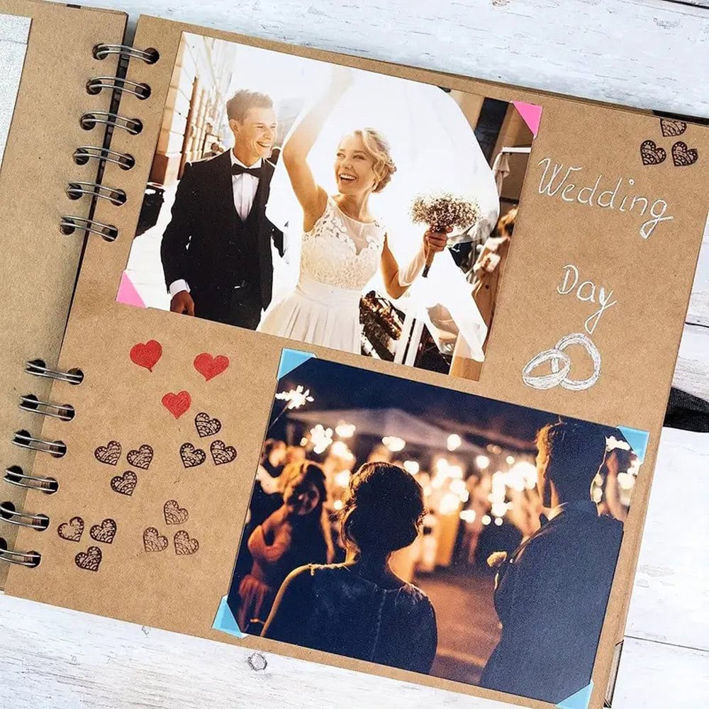 Album foto dreptunghiular cu spirală si panglică satin - Kraft - CraftUp