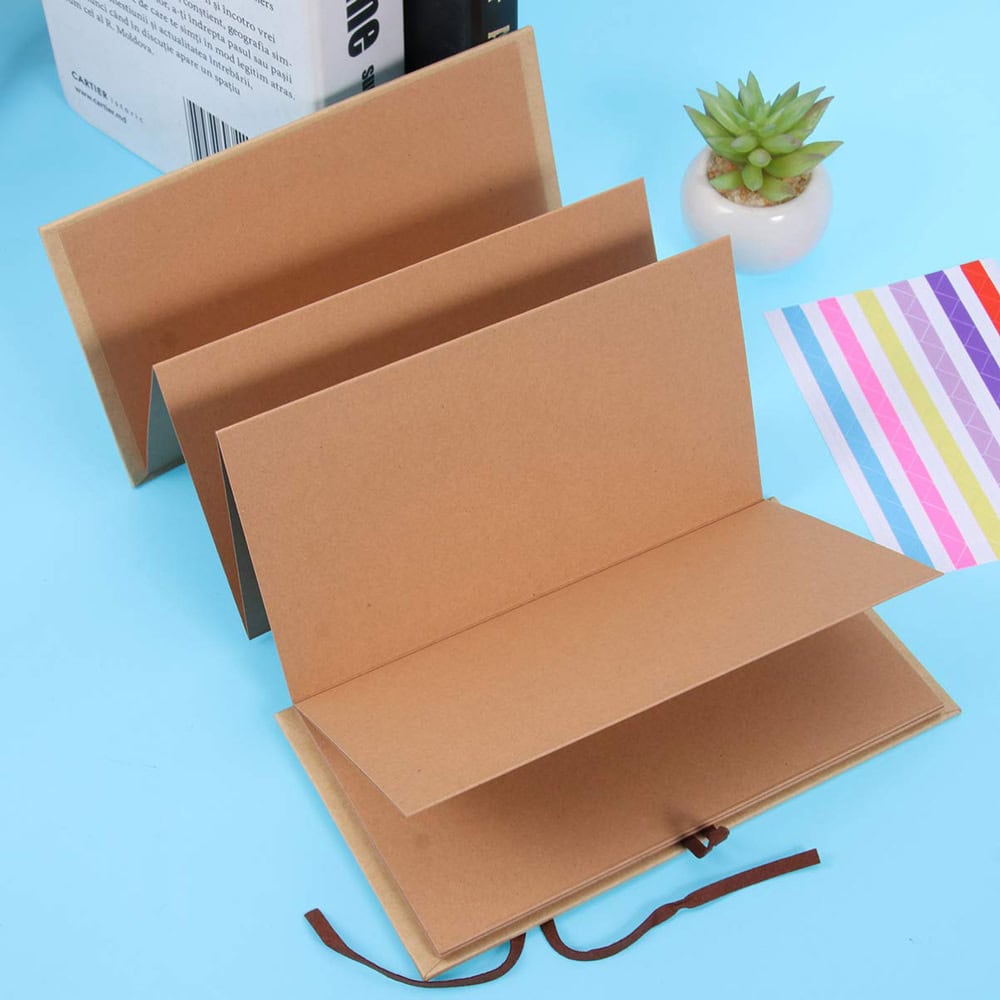 Album foto dreptunghiular pliabil cu șnur din piele - Kraft - CraftUp