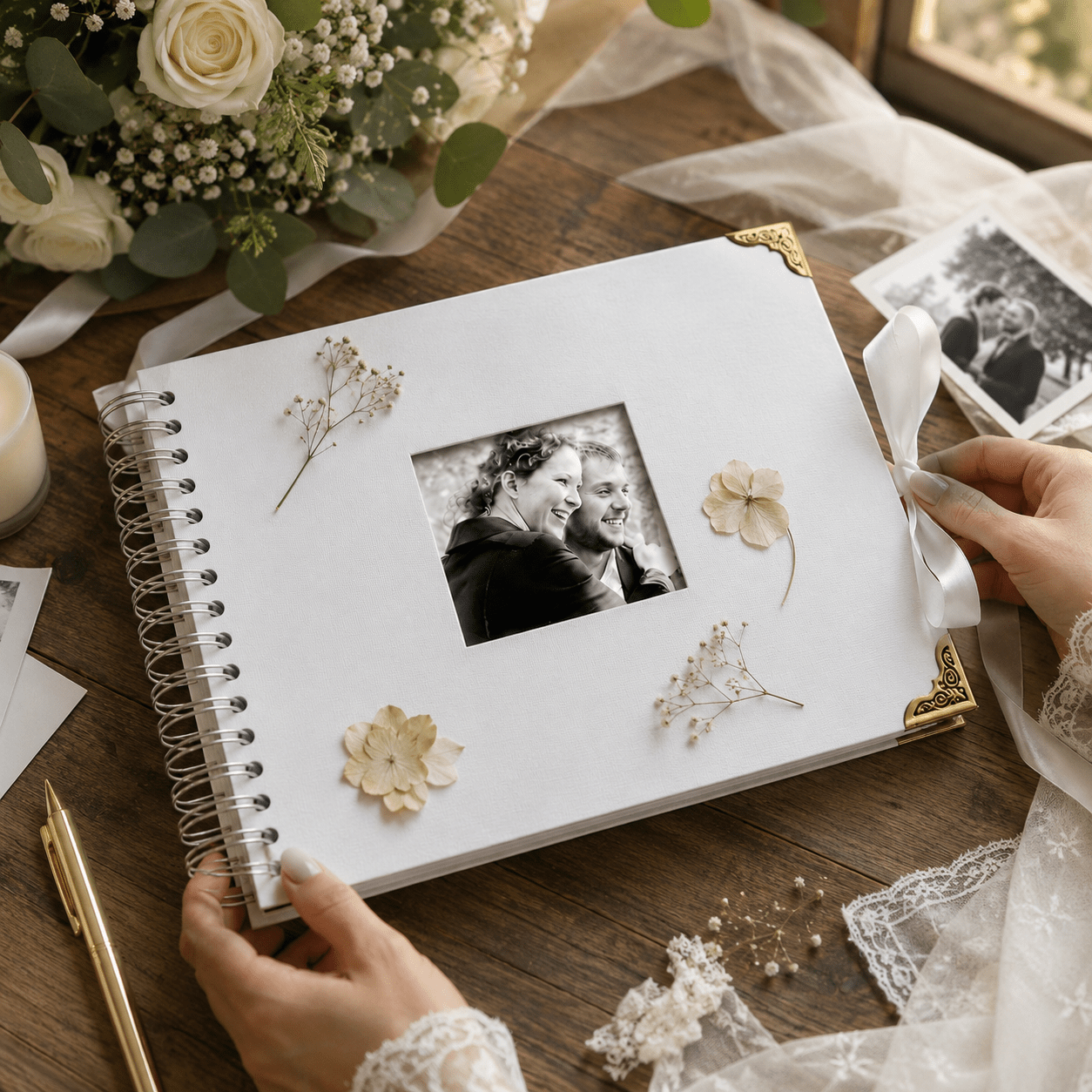 Album Foto Tip Scrapbook cu Spirală și Închidere Panglică - CraftUp