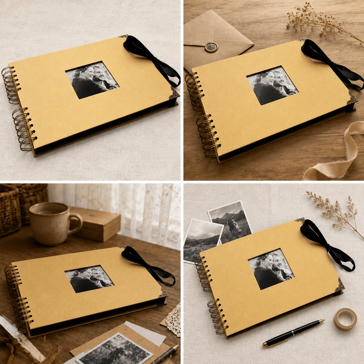 Album Foto Tip Scrapbook cu Spirală și Închidere Panglică - CraftUp