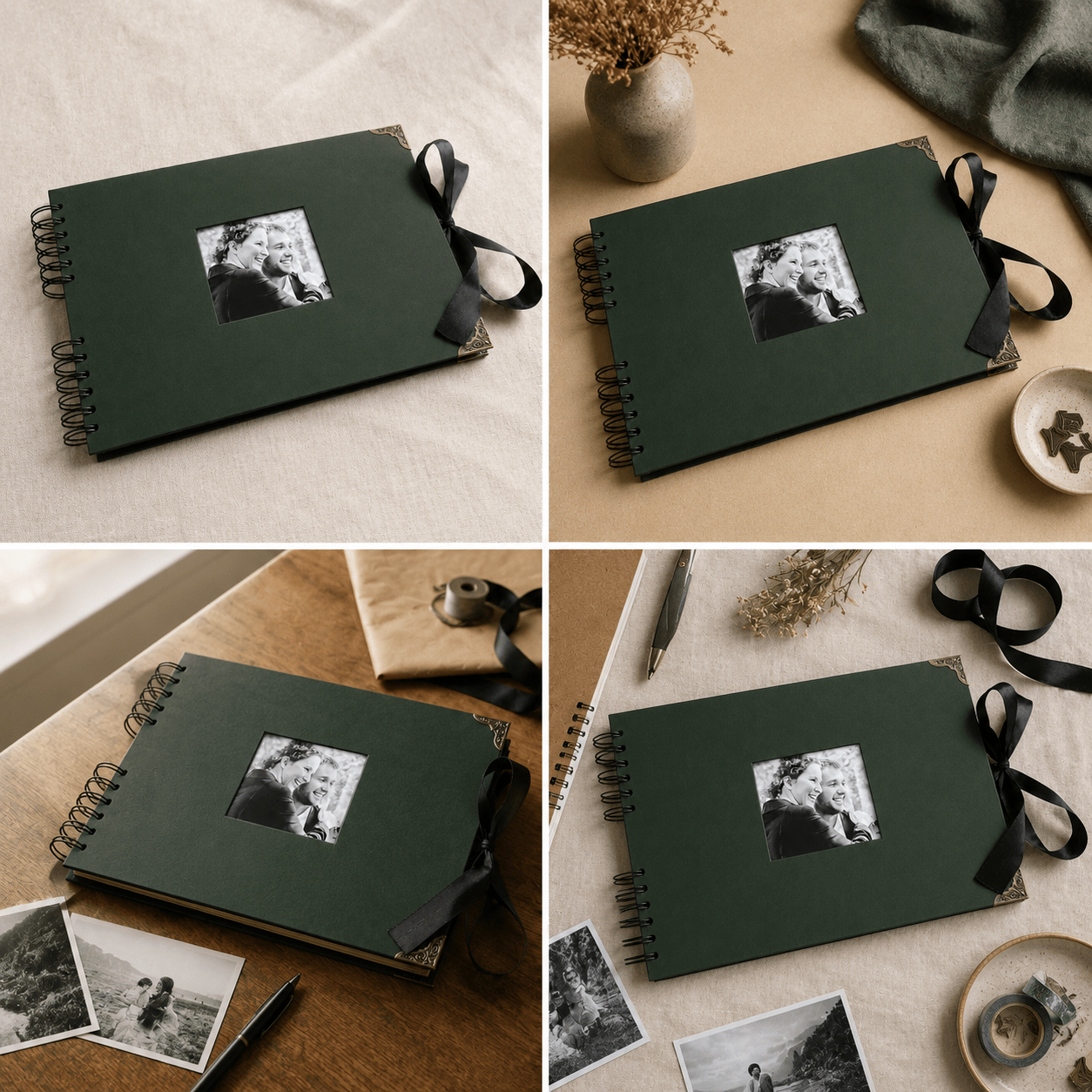 Album Foto Tip Scrapbook cu Spirală și Închidere Panglică - CraftUp