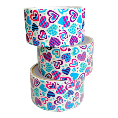 Bandă adezivă cu model - inimioare colorate 4.8cm x 5m