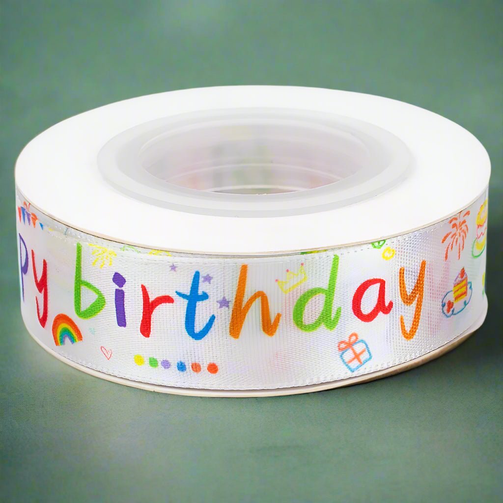 Bandă textilă cu mesaj happy birthday - CraftUp