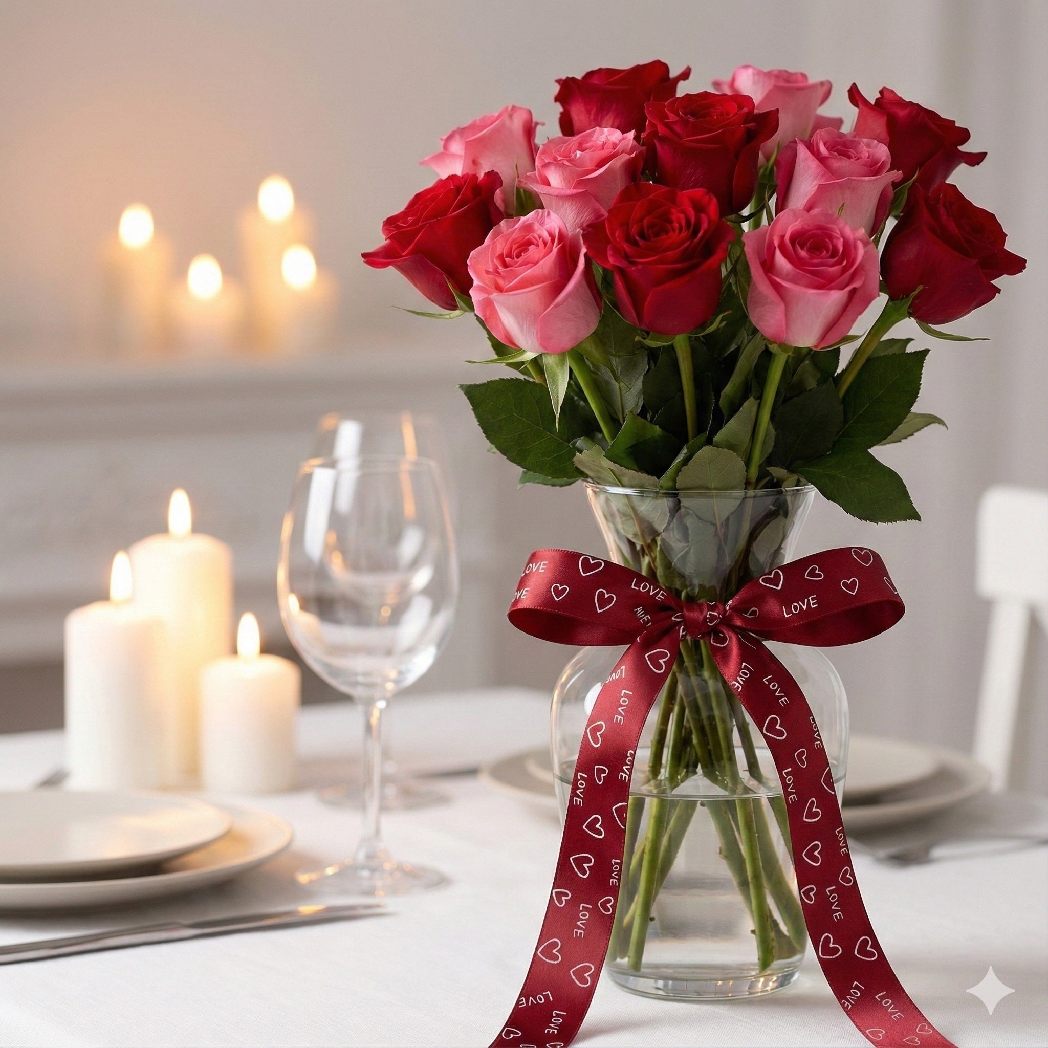 Bandă textilă cu mesaj "LOVE" și inimi (set 8 role) - CraftUp