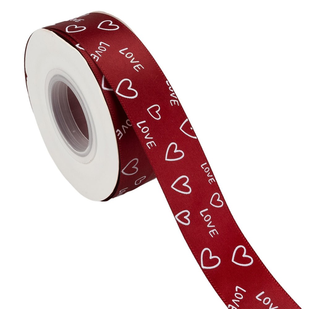 Bandă textilă cu mesaj "LOVE" și inimi (set 8 role) - CraftUp