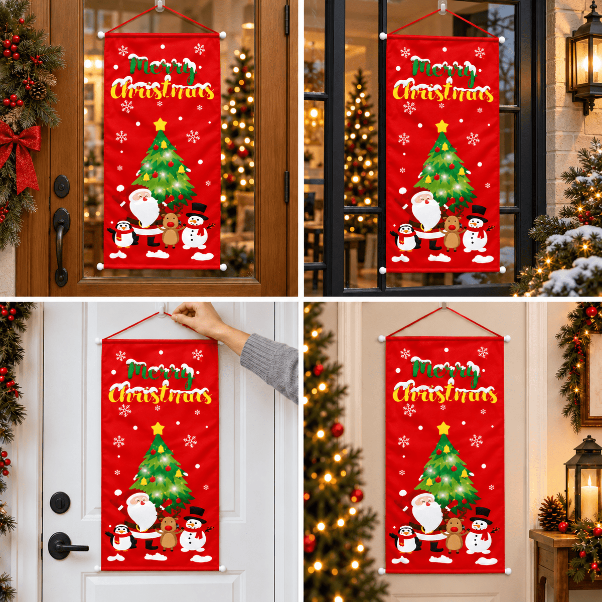 Banner de ușă de Crăciun Merry Christmas - roșu - CraftUp