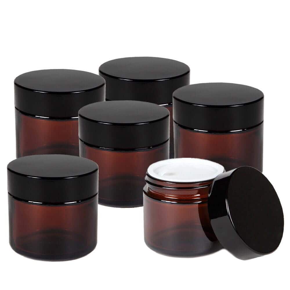 Borcan rotund ambră cu capac negru 30ml - CraftUp