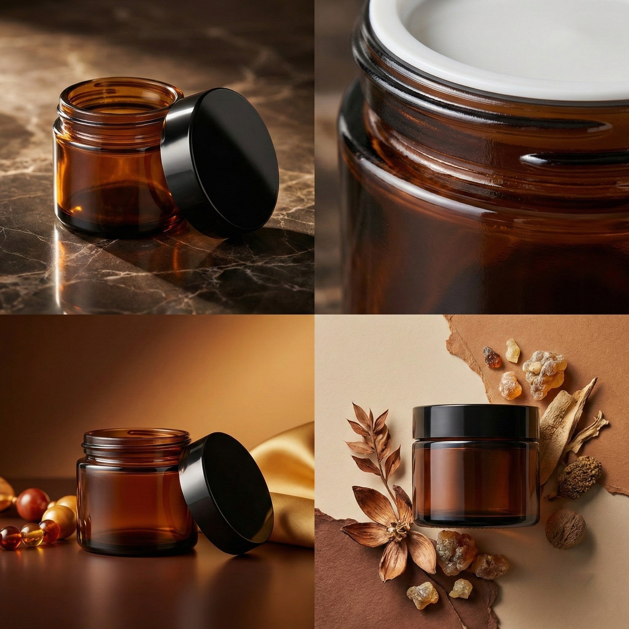 Borcan rotund ambră cu capac negru 40ml - CraftUp