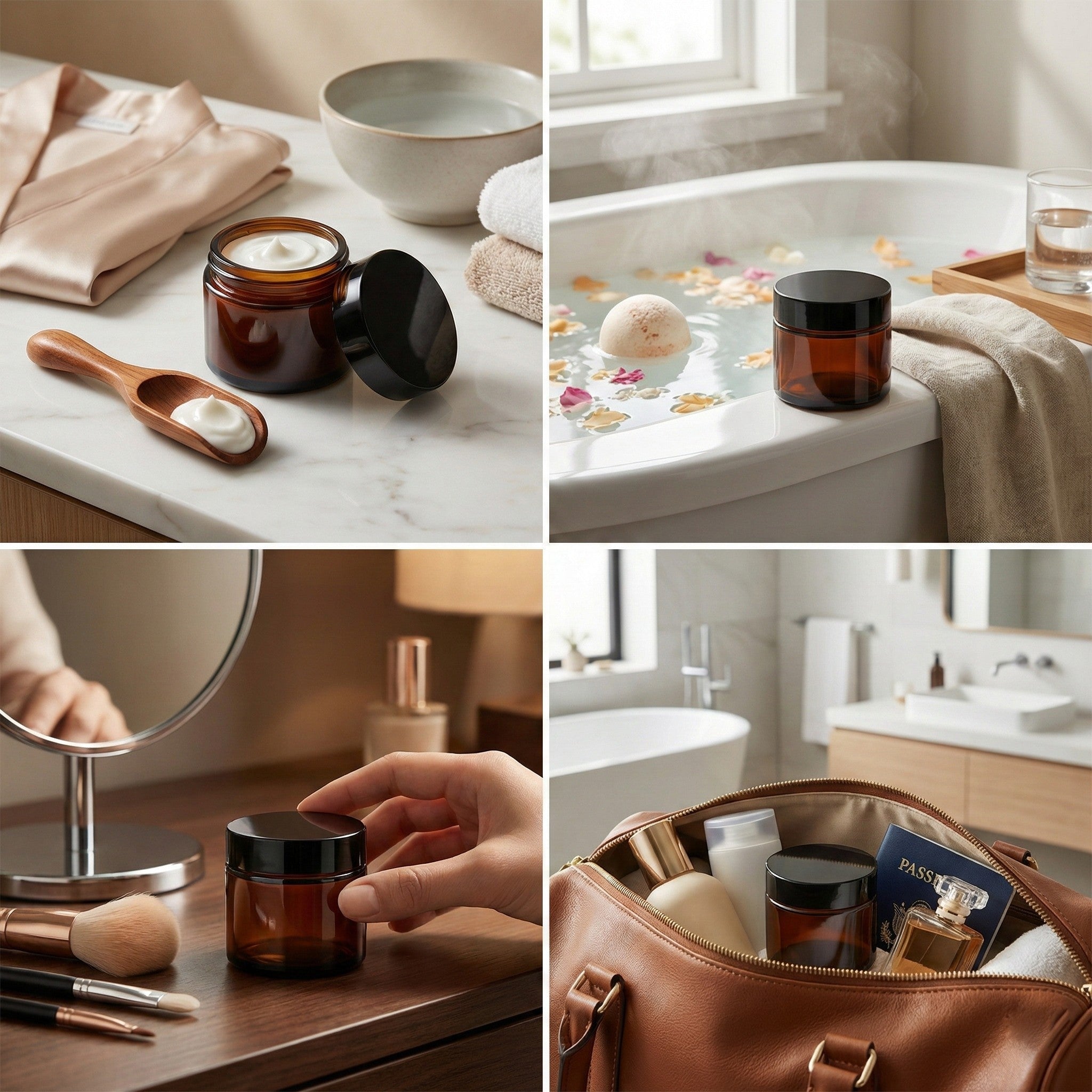 Borcan rotund ambră cu capac negru 40ml - CraftUp