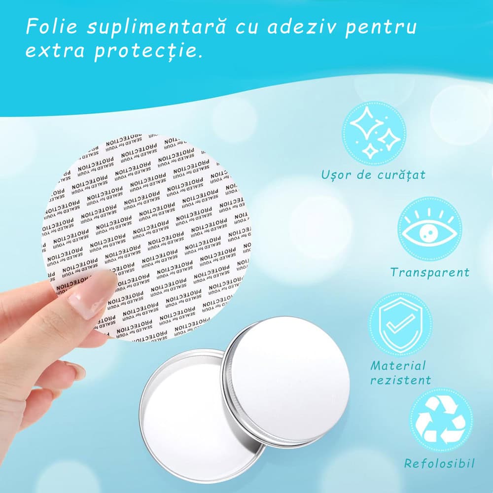 Borcan rotund transparent din plastic cu capac aluminiu - CraftUp
