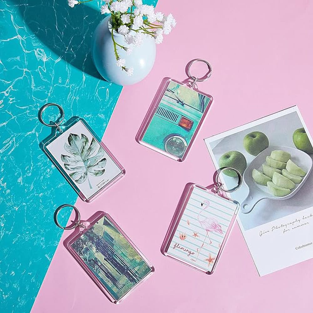 Breloc dreptunghiular transparent inserție foto 4,5x3,5cm - CraftUp