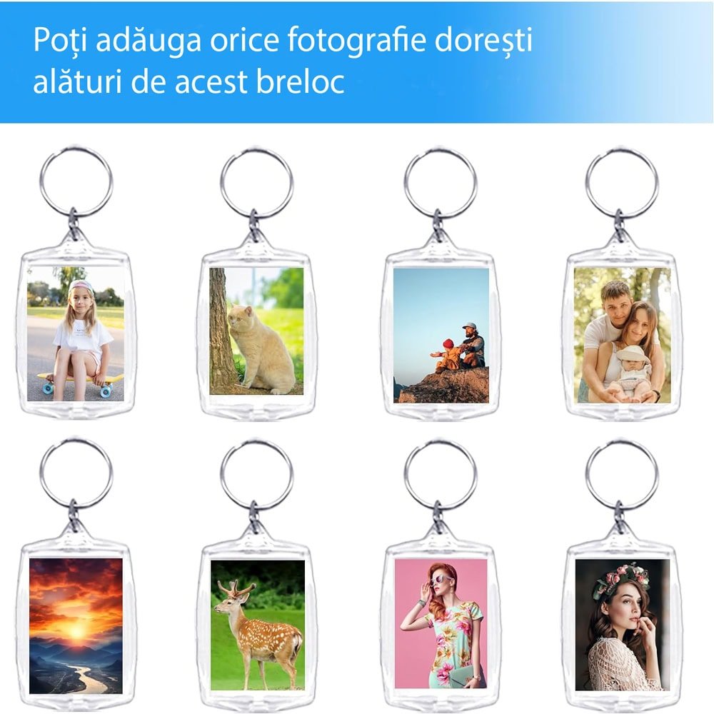 Breloc dreptunghiular transparent inserție foto 4,5x3,5cm - CraftUp
