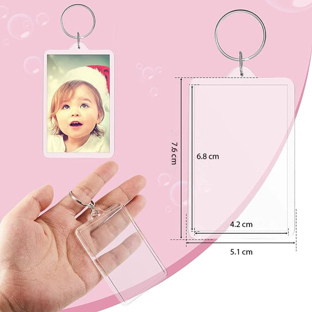 Breloc dreptunghiular transparent inserție foto 7,6x5.1cm - CraftUp