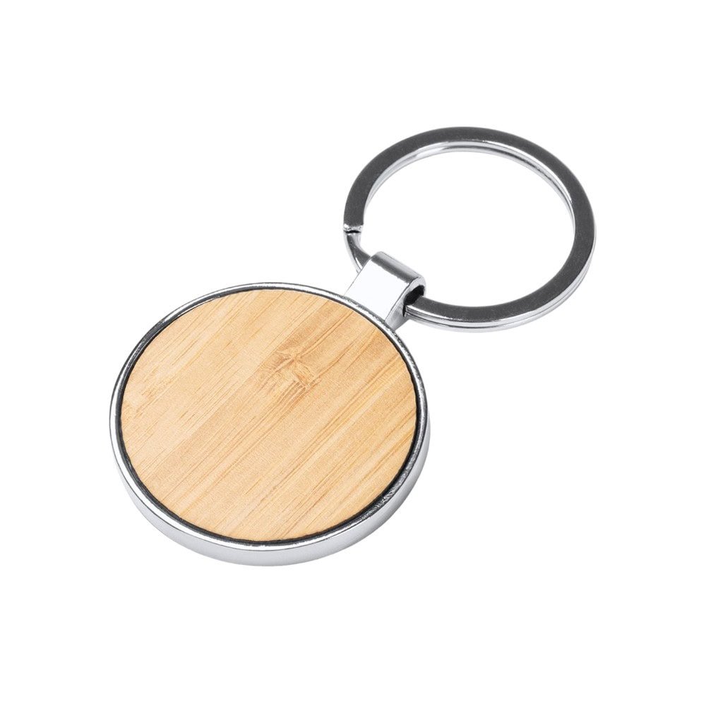 Breloc gravabil rotund lemn+metal - CraftUp