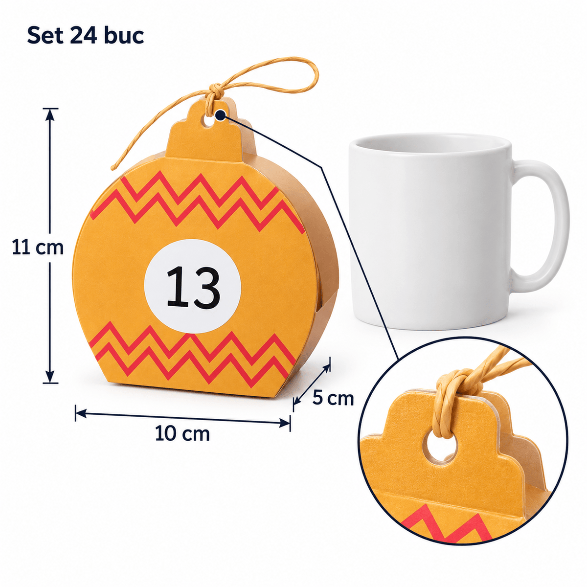 Calendar Advent cutii glob de Crăciun - multicolor (set 24 buc) - CraftUp