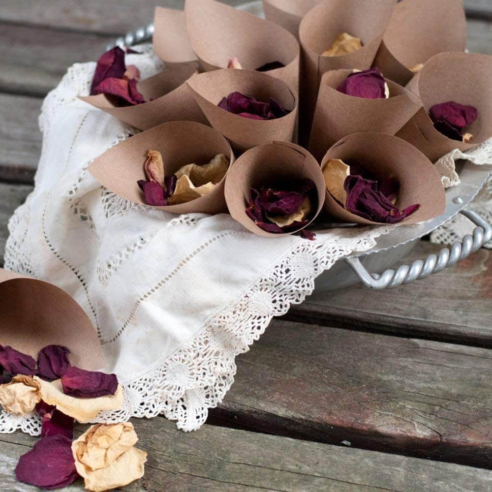 Con hârtie cu fundă iută 14,5x14,5cm - kraft (set 50 buc) - CraftUp
