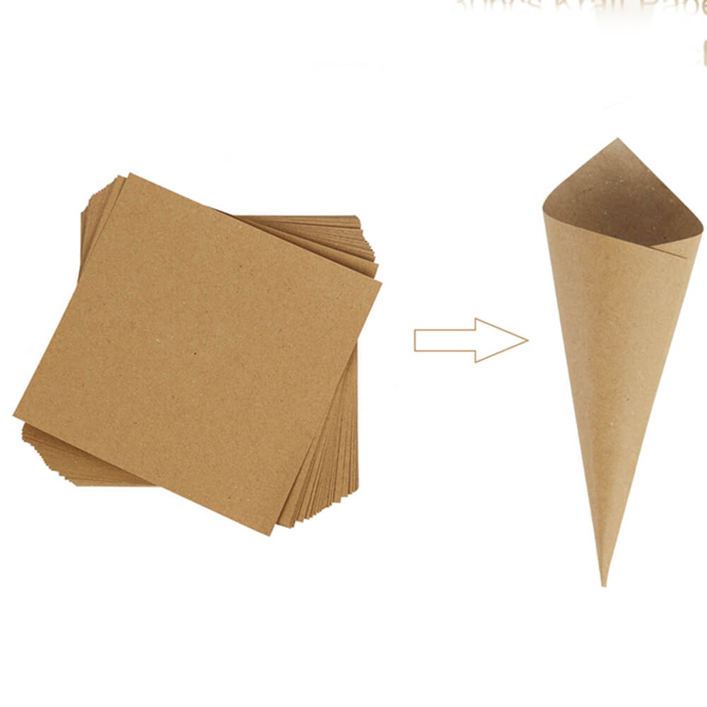 Con hârtie cu fundă iută 14,5x14,5cm - kraft (set 50 buc) - CraftUp