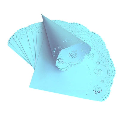 Conuri hârtie model trandafiri 14x14cm - bleu (set 50 buc)