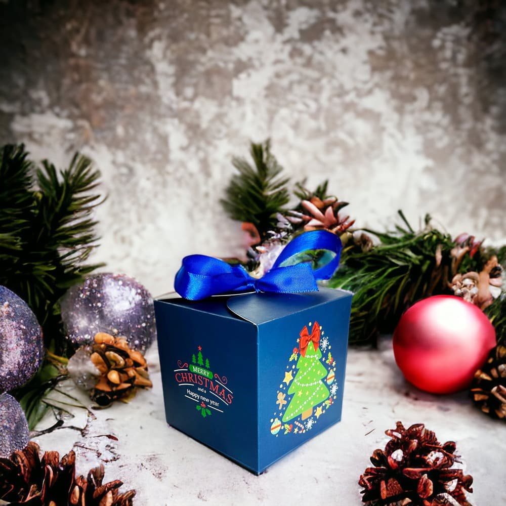 Cutie căni Crăciun cu fundă albastră - CraftUp