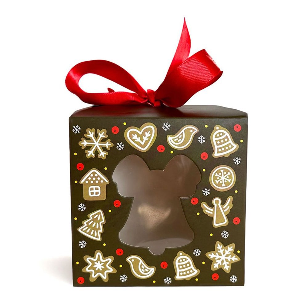 Cutie căni Crăciun cu fundă maro închis - CraftUp