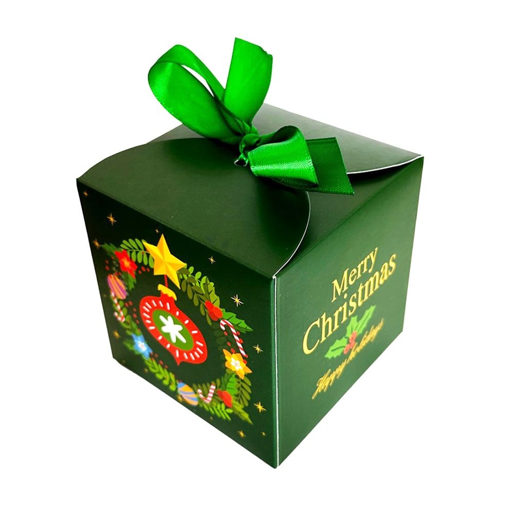 Cutie căni Crăciun cu fundă verde - CraftUp