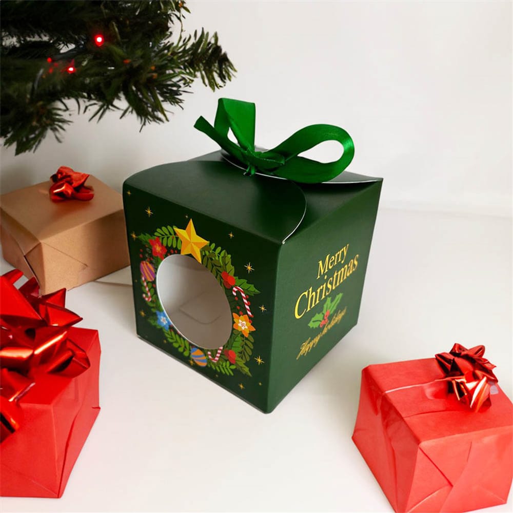 Cutie căni Crăciun cu fundă verde - CraftUp