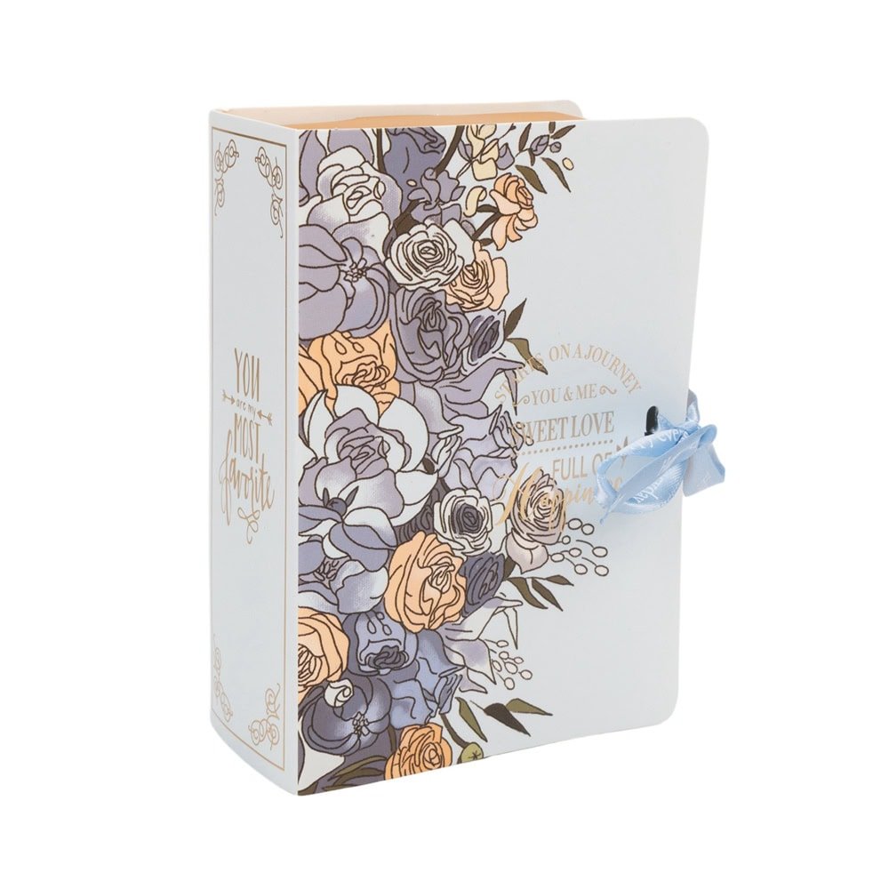 Cutie carte cu fundă satinată și design floral - bleu (set 50 buc) - CraftUp