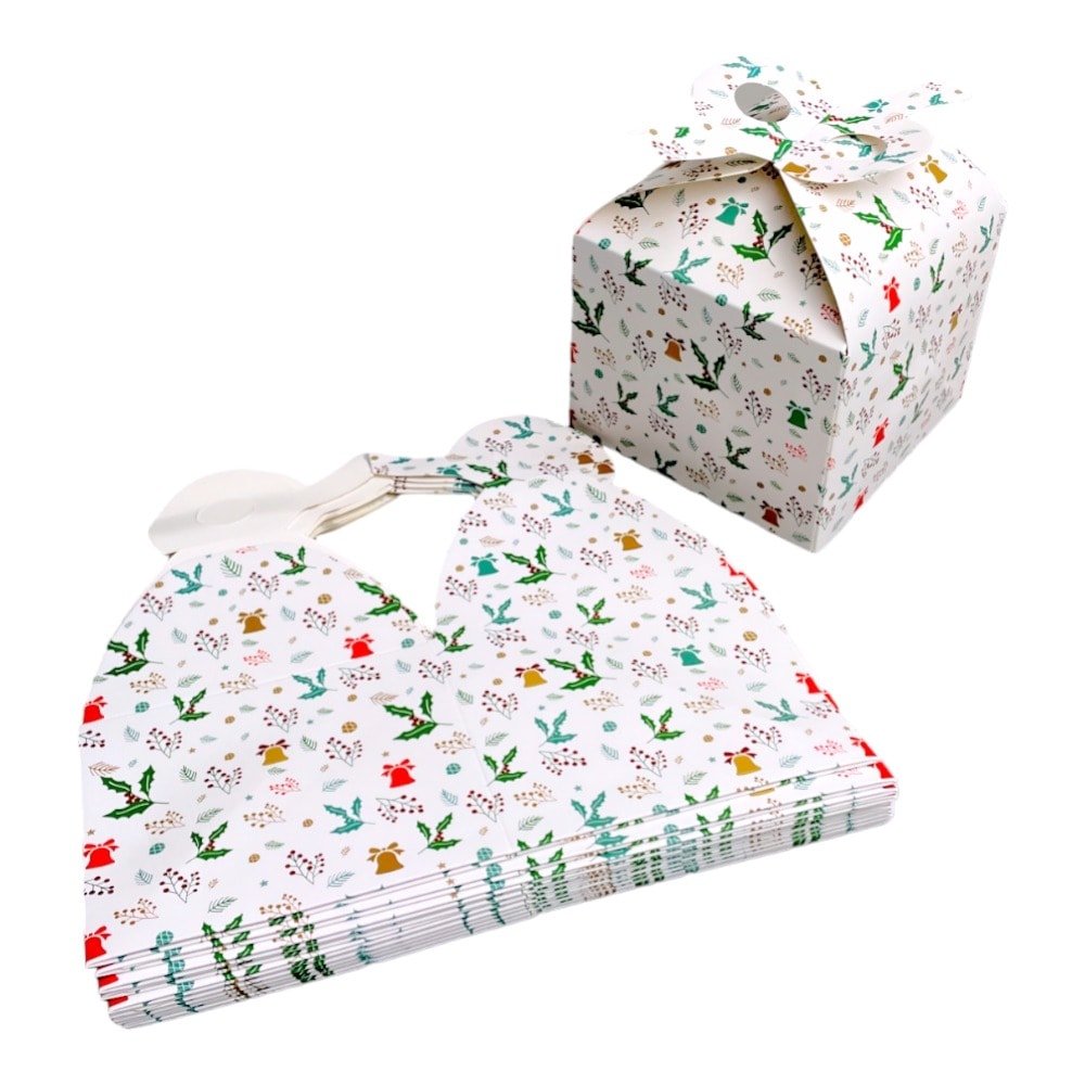 Cutie Crăciun cu mâner dublu - alb (set 12 buc) 12x12x10cm - CraftUp