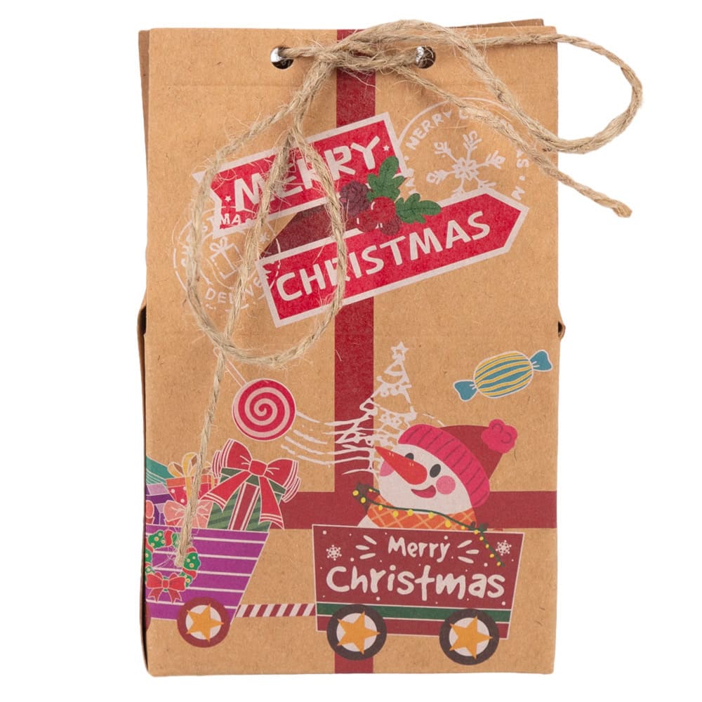 Cutie Crăciun Fericit cu închidere sfoară iută - model 1 kraft (set 50 buc) - CraftUp