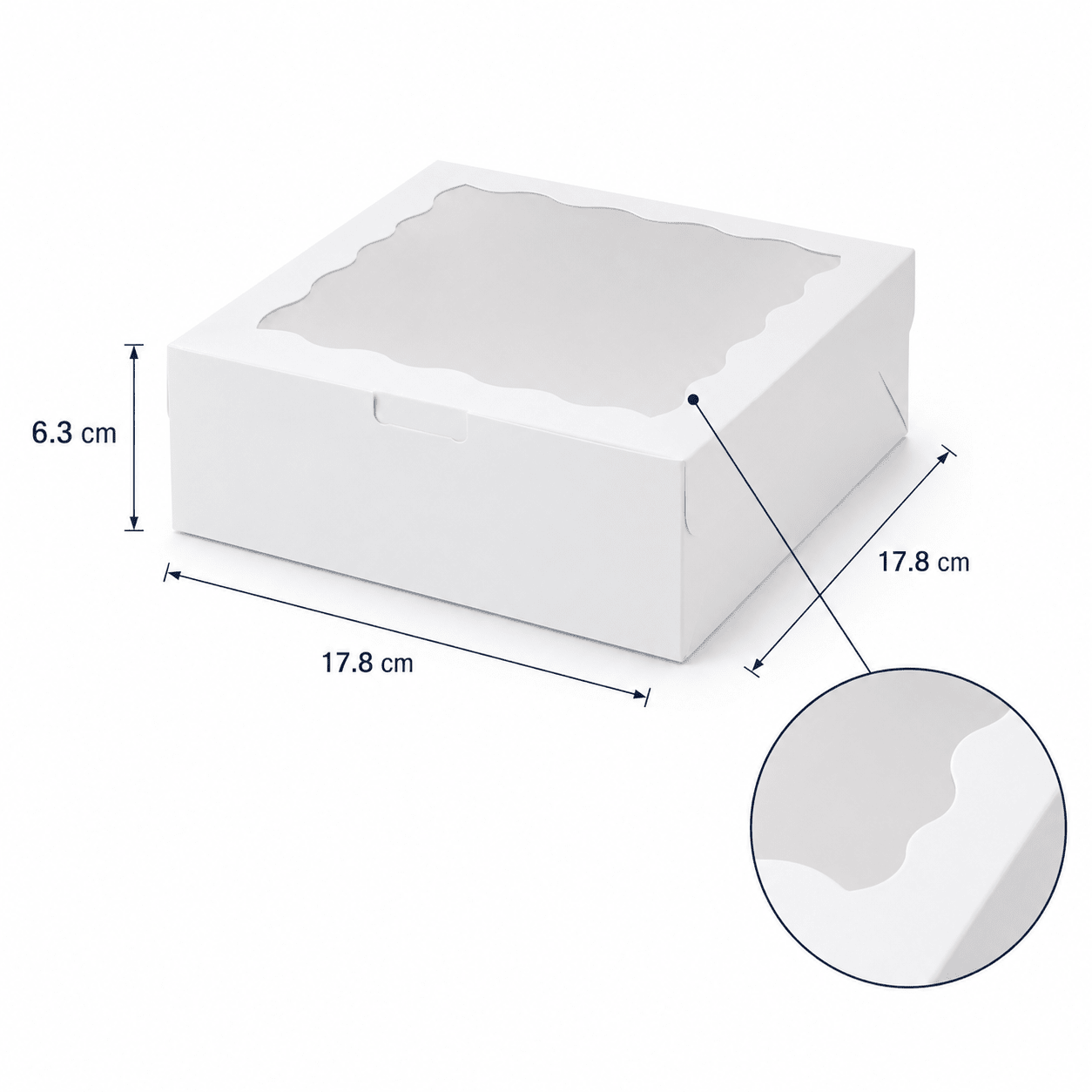 Cutie cu fereastră ondulată transparentă - alb (set 50 buc) - CraftUp