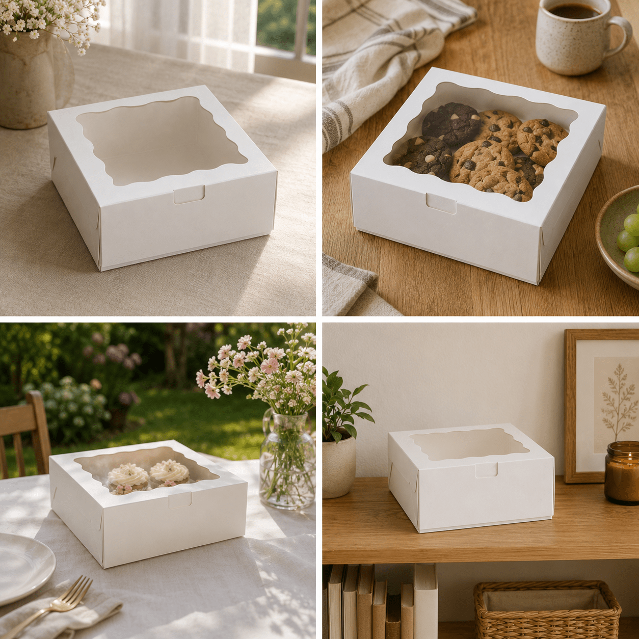 Cutie cu fereastră ondulată transparentă - alb (set 50 buc) - CraftUp