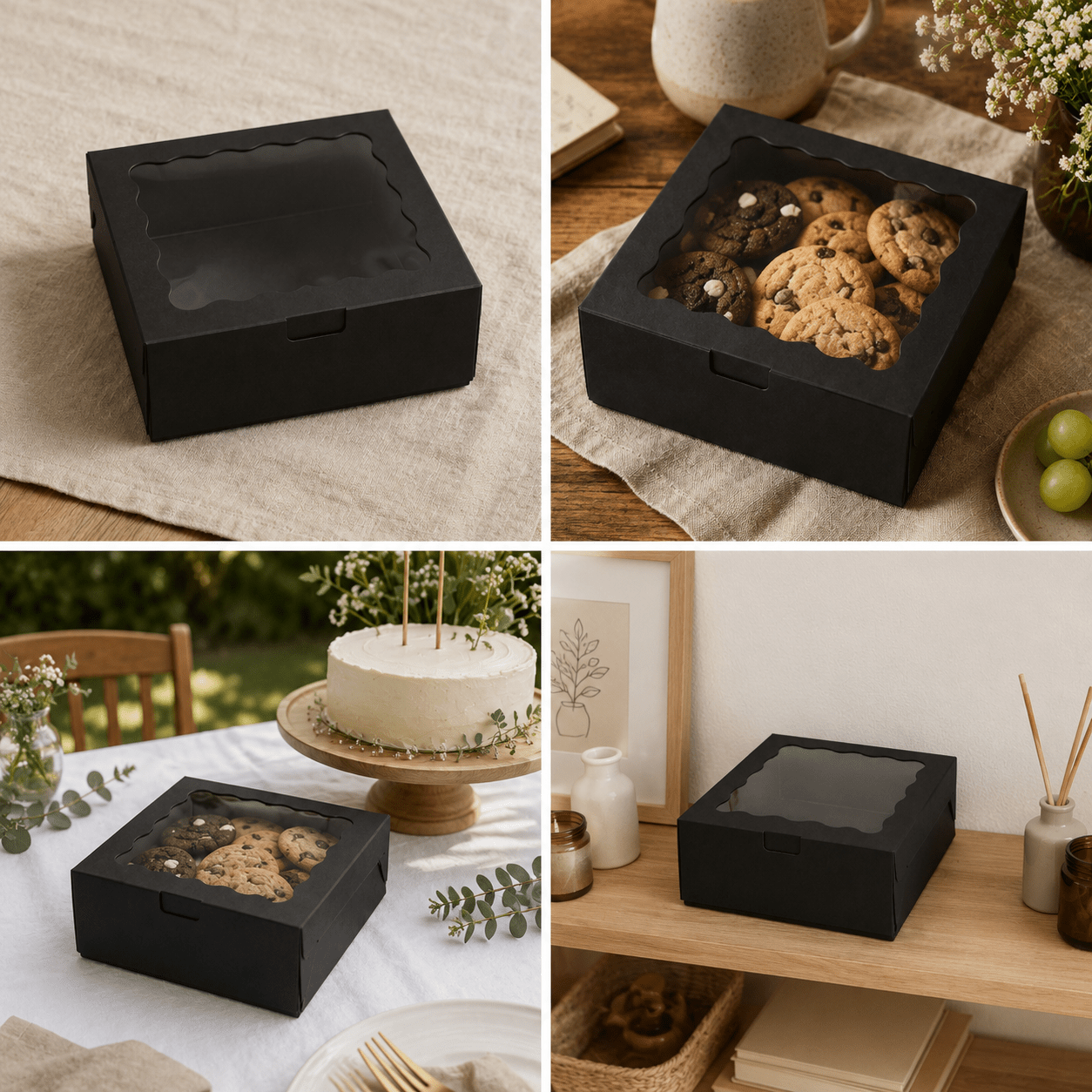 Cutie cu fereastră ondulată transparentă - negru (set 50 buc) - CraftUp