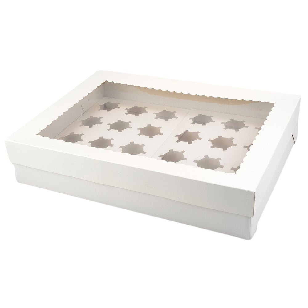 Cutie cu fereastră și insert pentru 24 mini brioșe - Alb (set 5 buc) - CraftUp