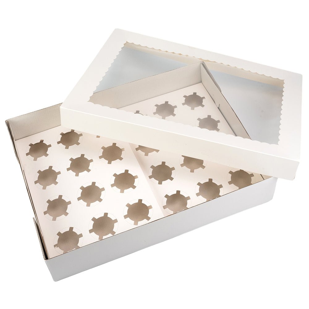 Cutie cu fereastră și insert pentru 24 mini brioșe - Alb (set 5 buc) - CraftUp