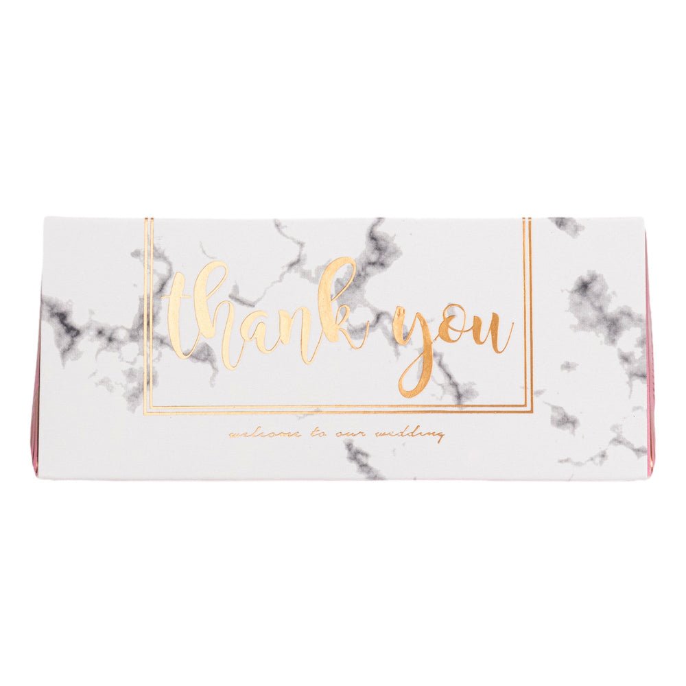 Cutie cu mesaj Thank you și panglică - roz (set 50 buc) - 13x5.5 - CraftUp