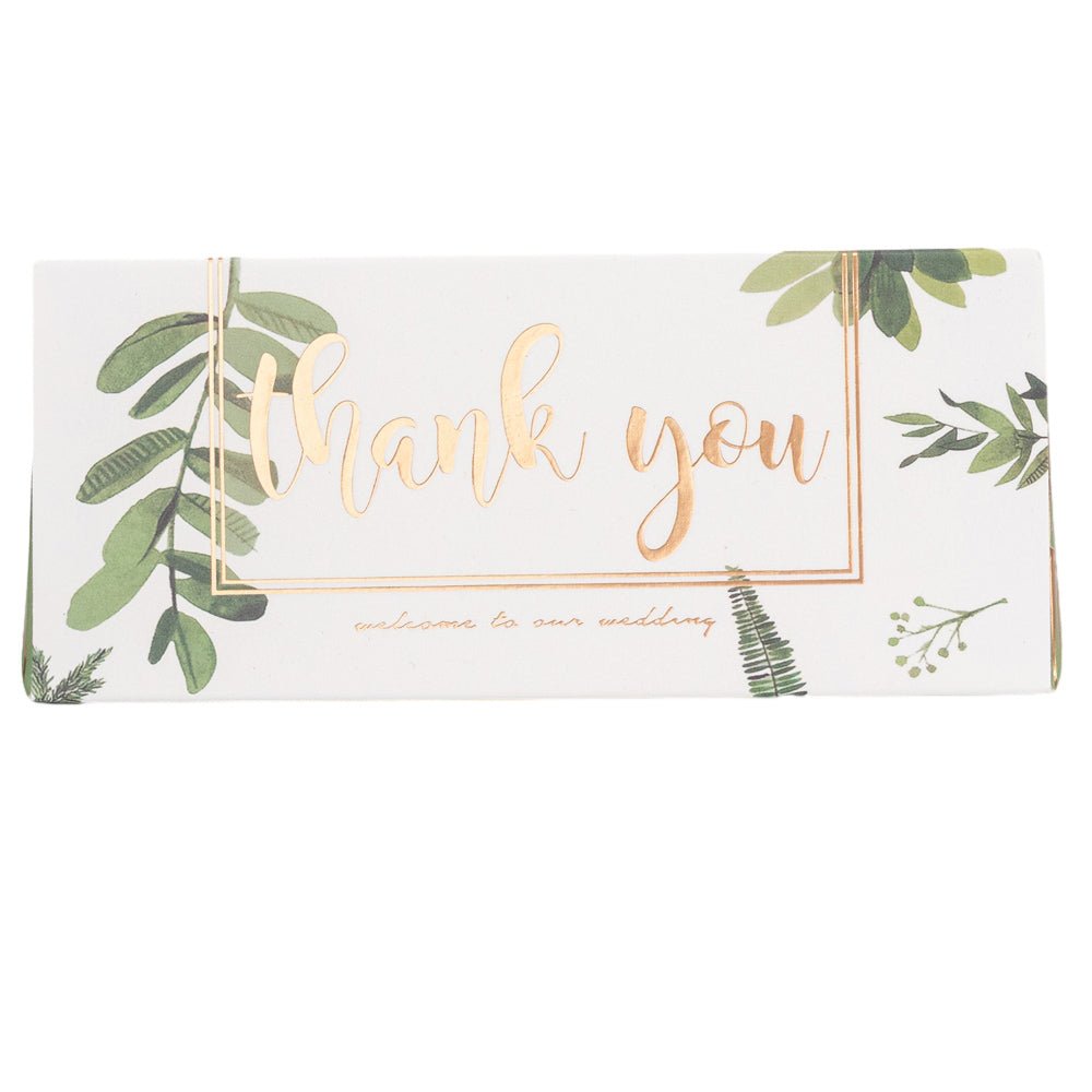 Cutie cu mesaj Thank you și panglică - verde (set 50 buc) - 13x5.5 - CraftUp